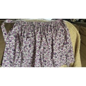 Reversible Half Apron  Purple Hand Made Coaches Chic Roses Tie Pocket 60s Retro